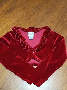 Marmellata Velvet Shrug W/Button & Ruffle Neck - Do You Have The Matching Dress?